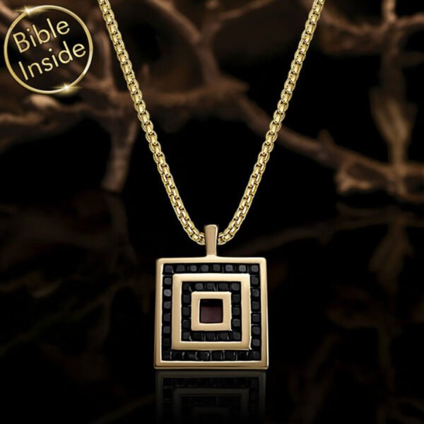 Gold Necklaces Online Square Pendant with Bible Inside My Nano Jewelry