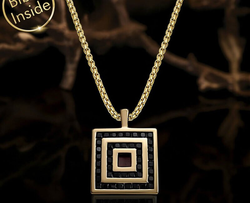 Gold Necklaces Online Square Pendant with Bible Inside My Nano Jewelry