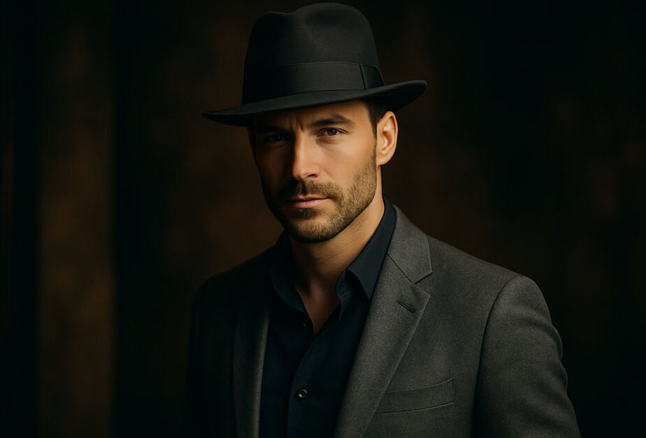 men style with hat
