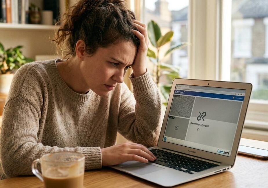 Camsurf troubleshooting guide showing error messages and connection problems on mobile device