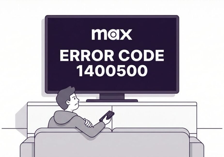 Person frustrated by HBO Max Error Code 1400500 on TV screen