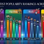 Data visualization showing Spotle artist distribution across 12 genre categories with popularity ranking tiers